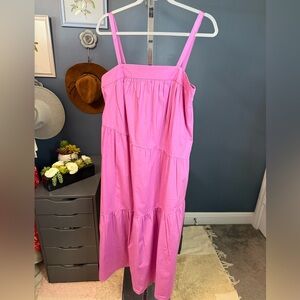 Donna Morgan Pink Tiered Maxi Dress Women’s 12 Sleeveless Cotton Sundress
